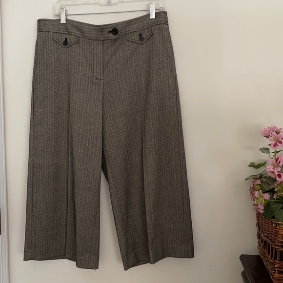 Vintage wide leg herringbone short cropped pants culottes - Picture 2 of 11